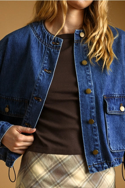 Round Neck Denim Jacket