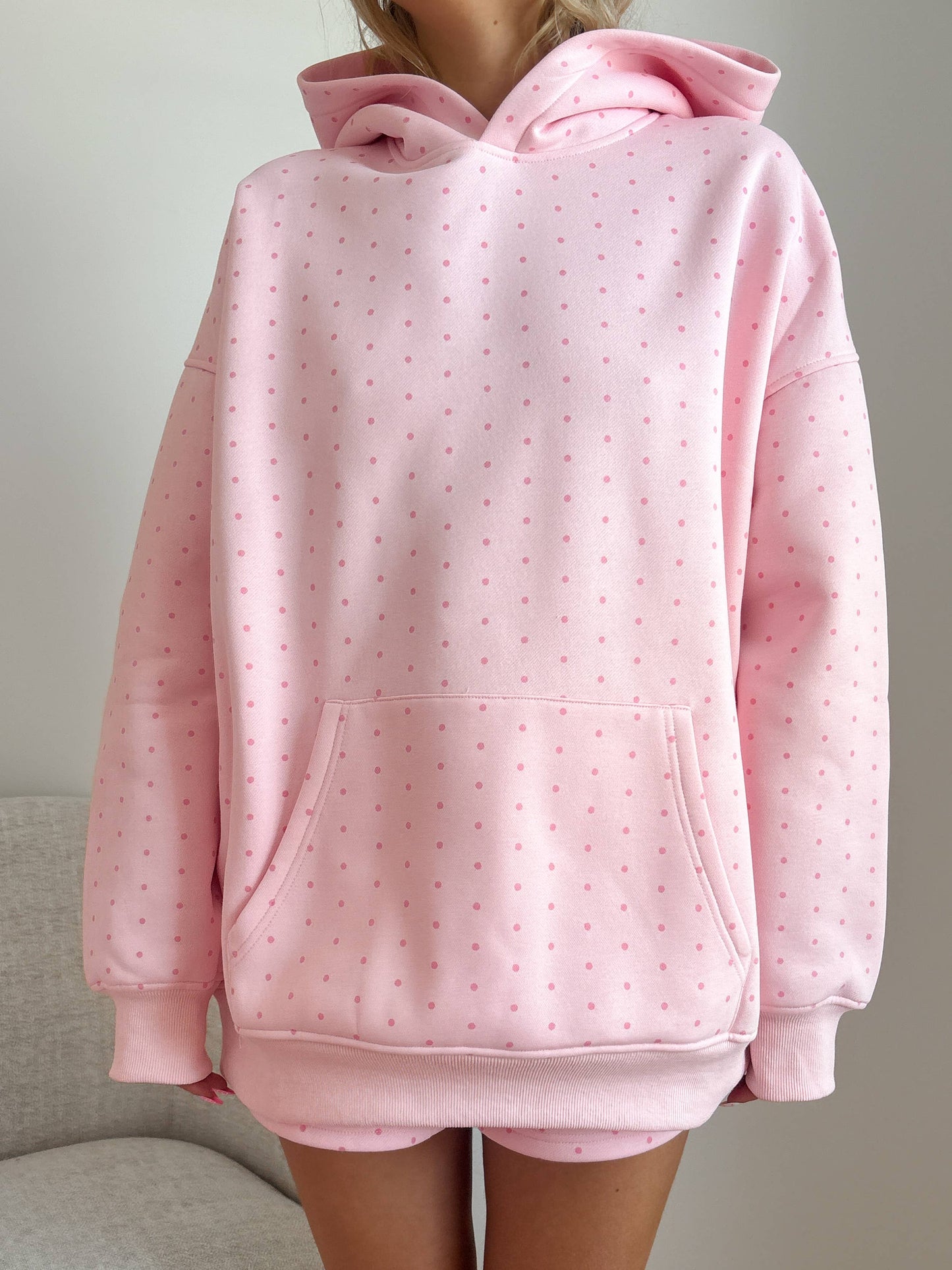 Light Pink Polka Dot Hoodie