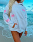 Pearl Grey Embroider Bow Hoodie
