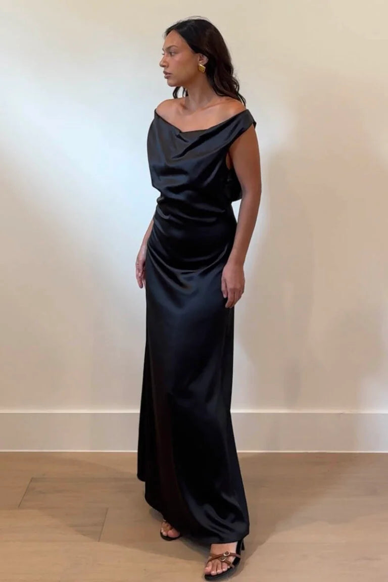 black straight dress First Impressions One Shoulder Midi Dress Black