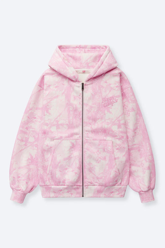 Soft Pink Camo Zip-Up Hoodie