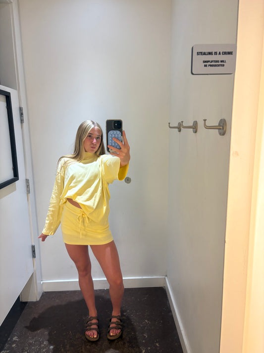 Butter Yellow Mock Neck and Skort Set