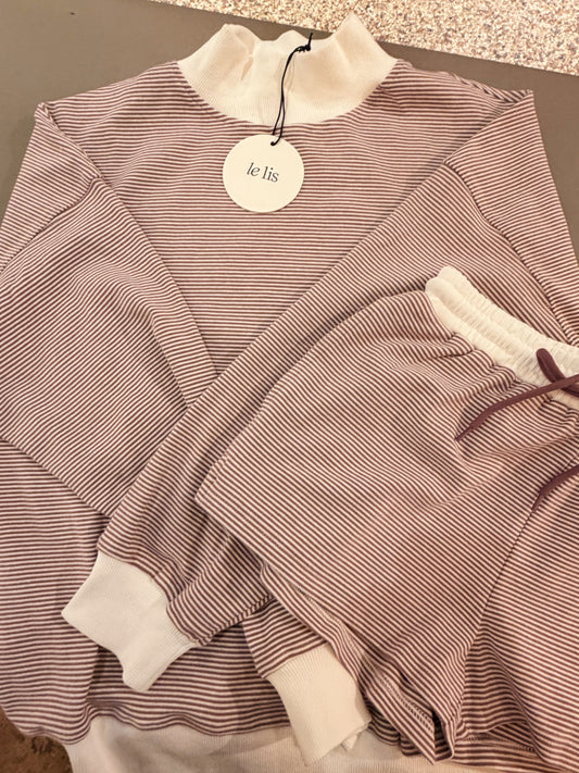 Mauve and Cream Striped Set