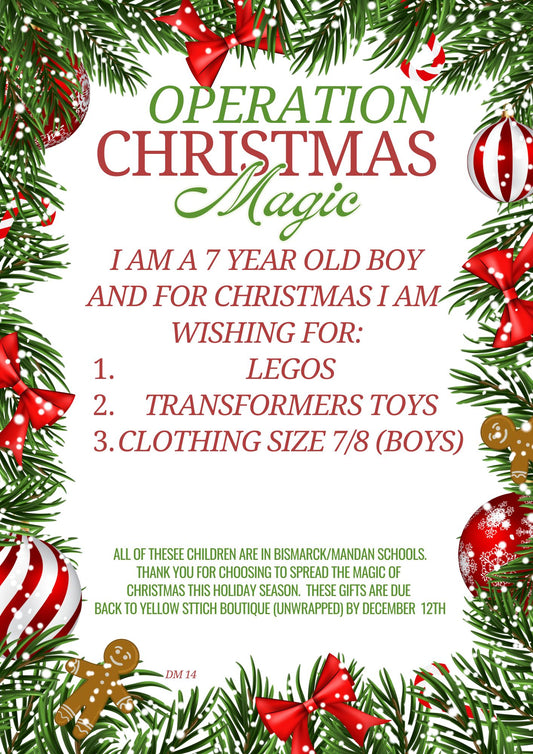 A 7 YEAR OLD BOY'S CHRISTMAS WISH LIST