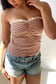 Striped Lace Trim Tube Top