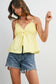 Eyelet Smocked Tie-Front Cami