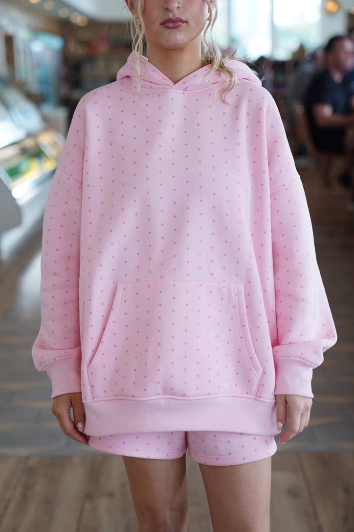 Light Pink Polka Dot Hoodie