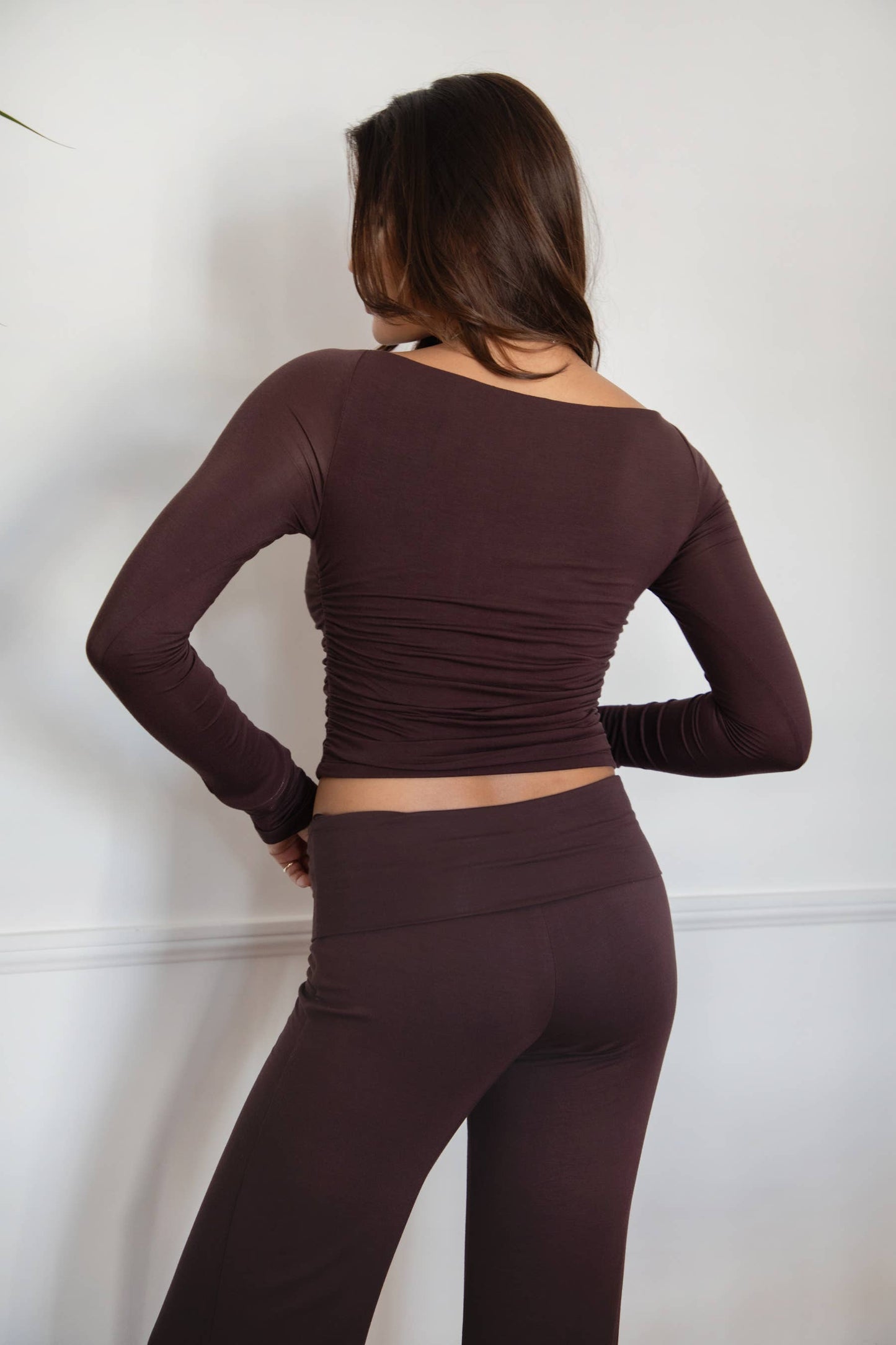 Boat Neckline Basic Casual Lounge Long Sleeve Top