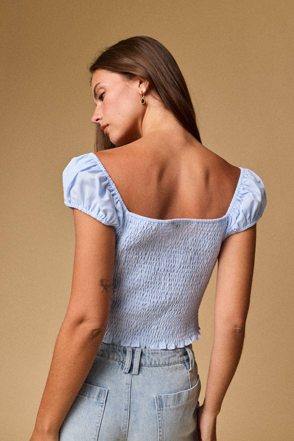 Smocked Sweetheart Puff Sleeve Top