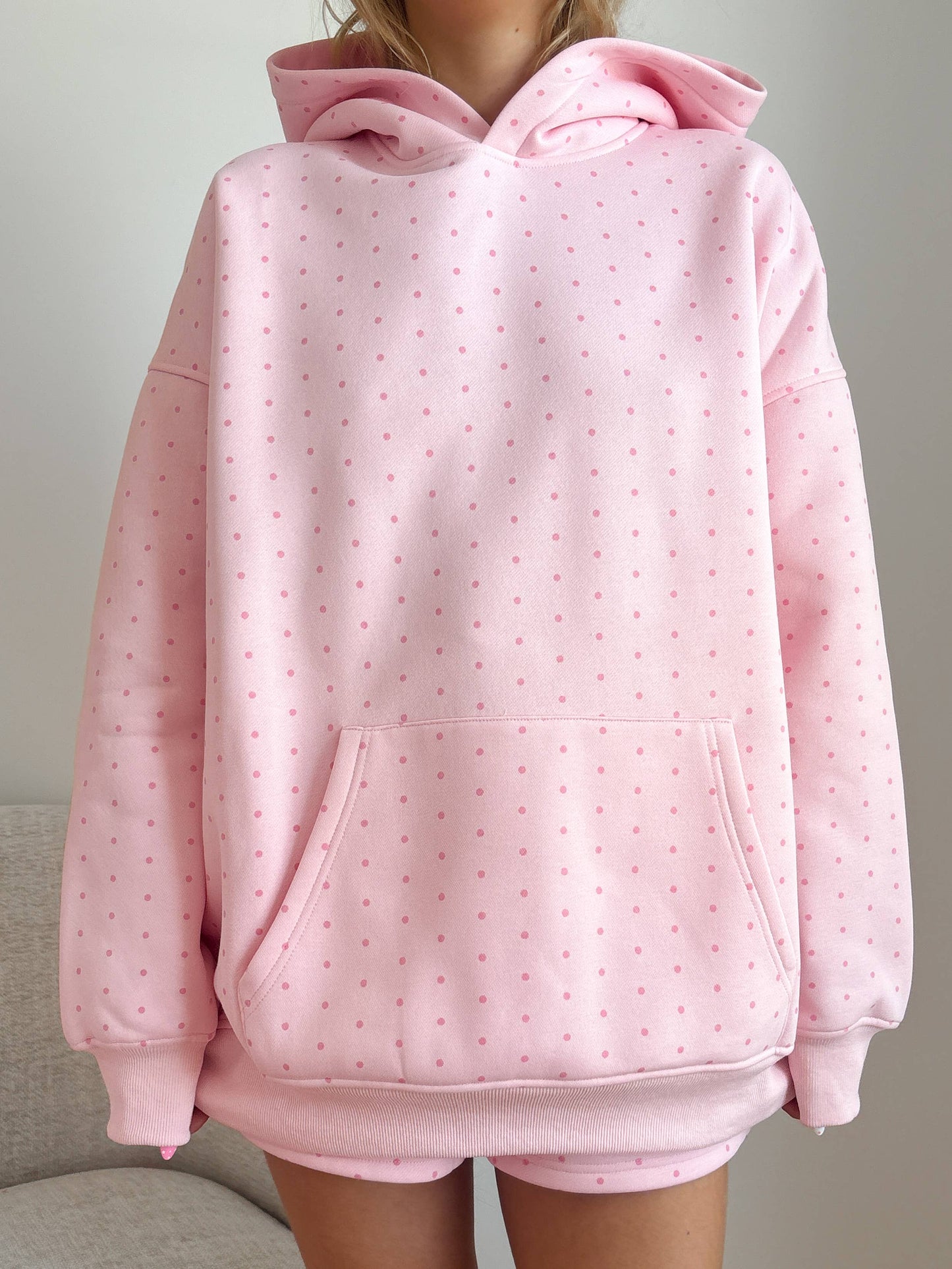 Light Pink Polka Dot Hoodie