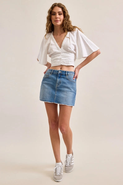 Mid-Rise Denim Skirt