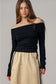 Ribbed Off-Shoulder Long Sleeve Sweater