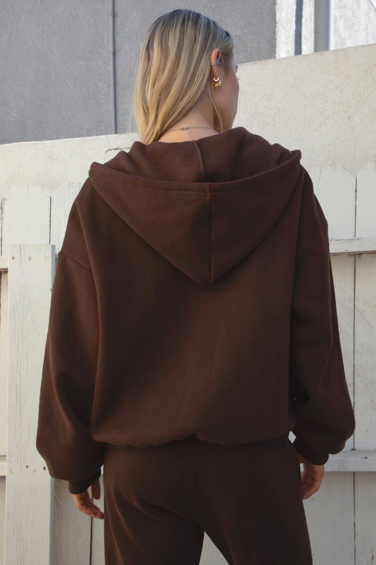 Plush Fleece Loose Fit Zip Up Hoodie With Pockets