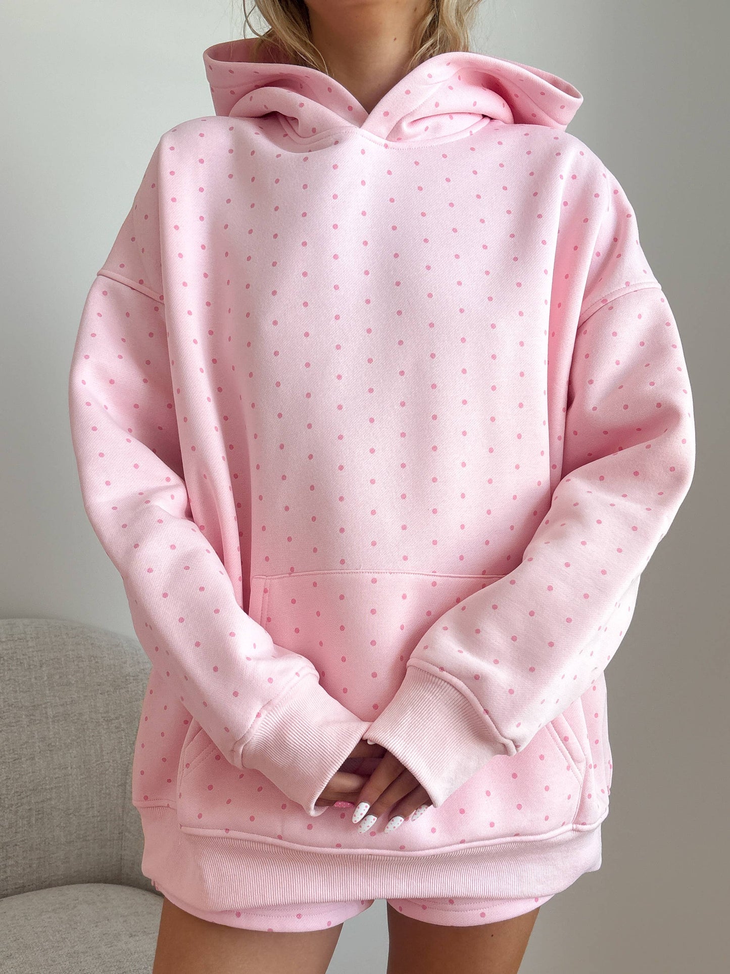Light Pink Polka Dot Hoodie