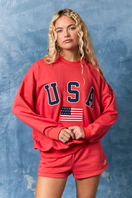 Red USA Crewneck