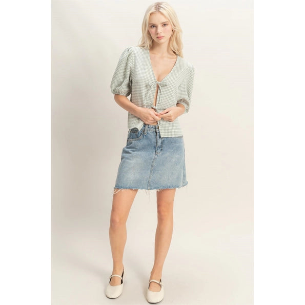Gingham Tie Top