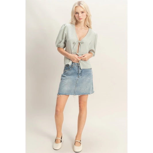 Gingham Tie Top