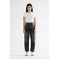 High Rise Barrel Jeans- Washed Black
