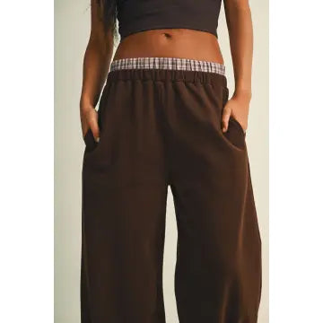 Plaid Double Layer Wide Leg Sweatpants