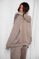 Taupe Oversized Loose Fit Zip Up Hoodie