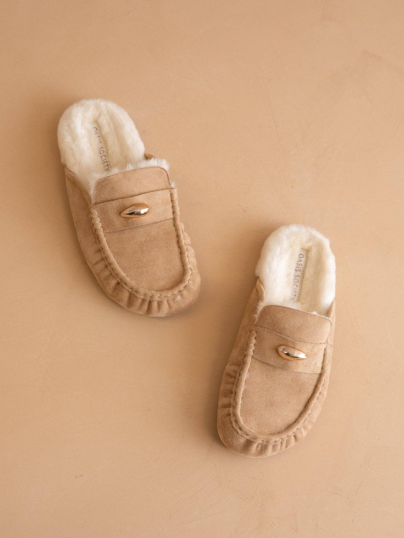 The Hayden Almond Fur Lined Fall Mule Loafer