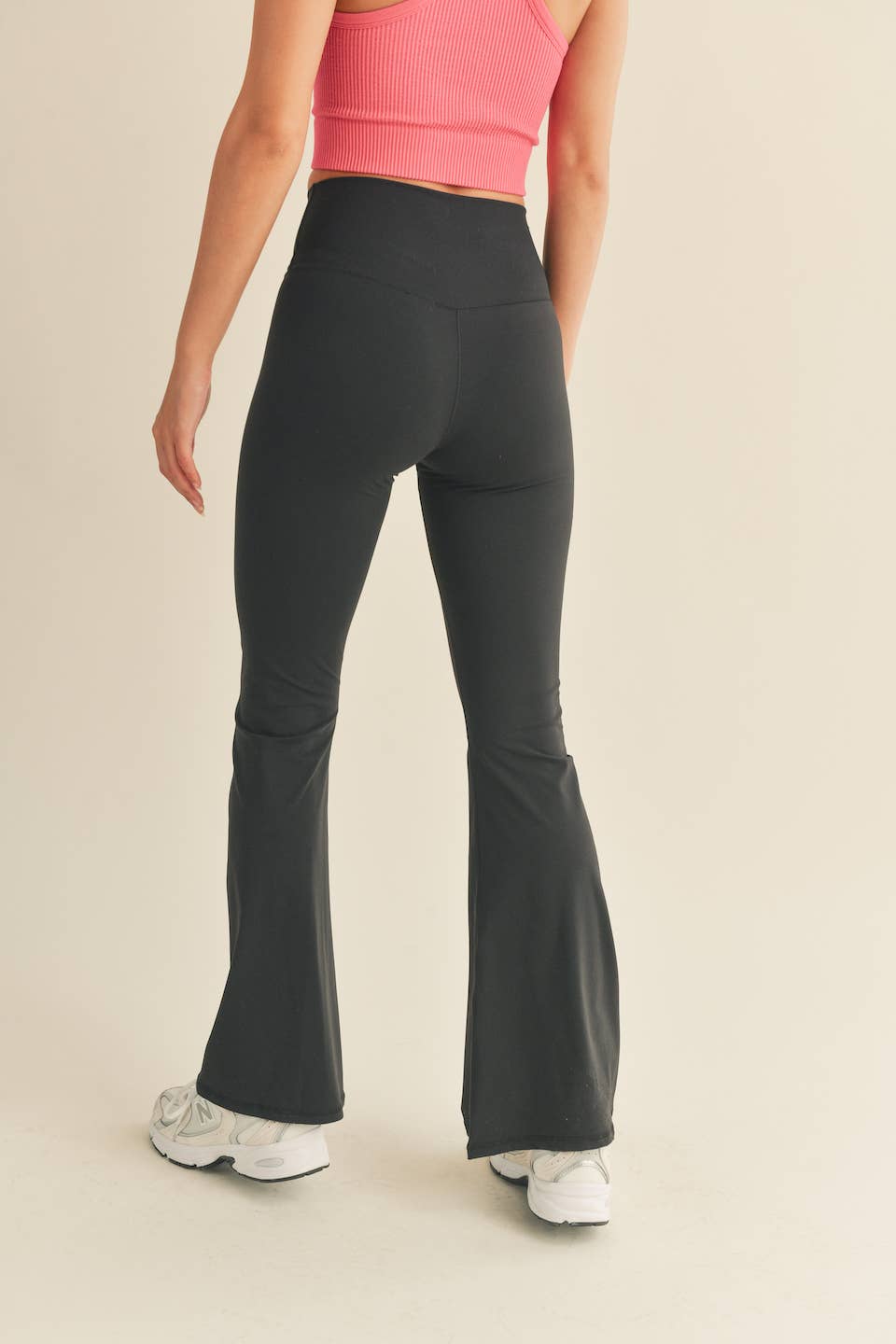 The Delaney Black High Waist Crossover Flare Legging