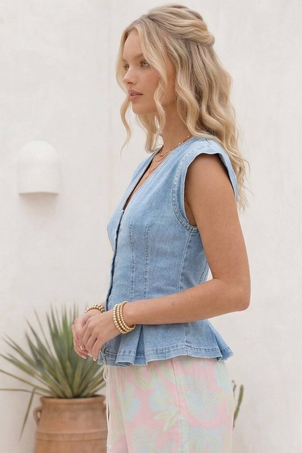Button Down Denim Top