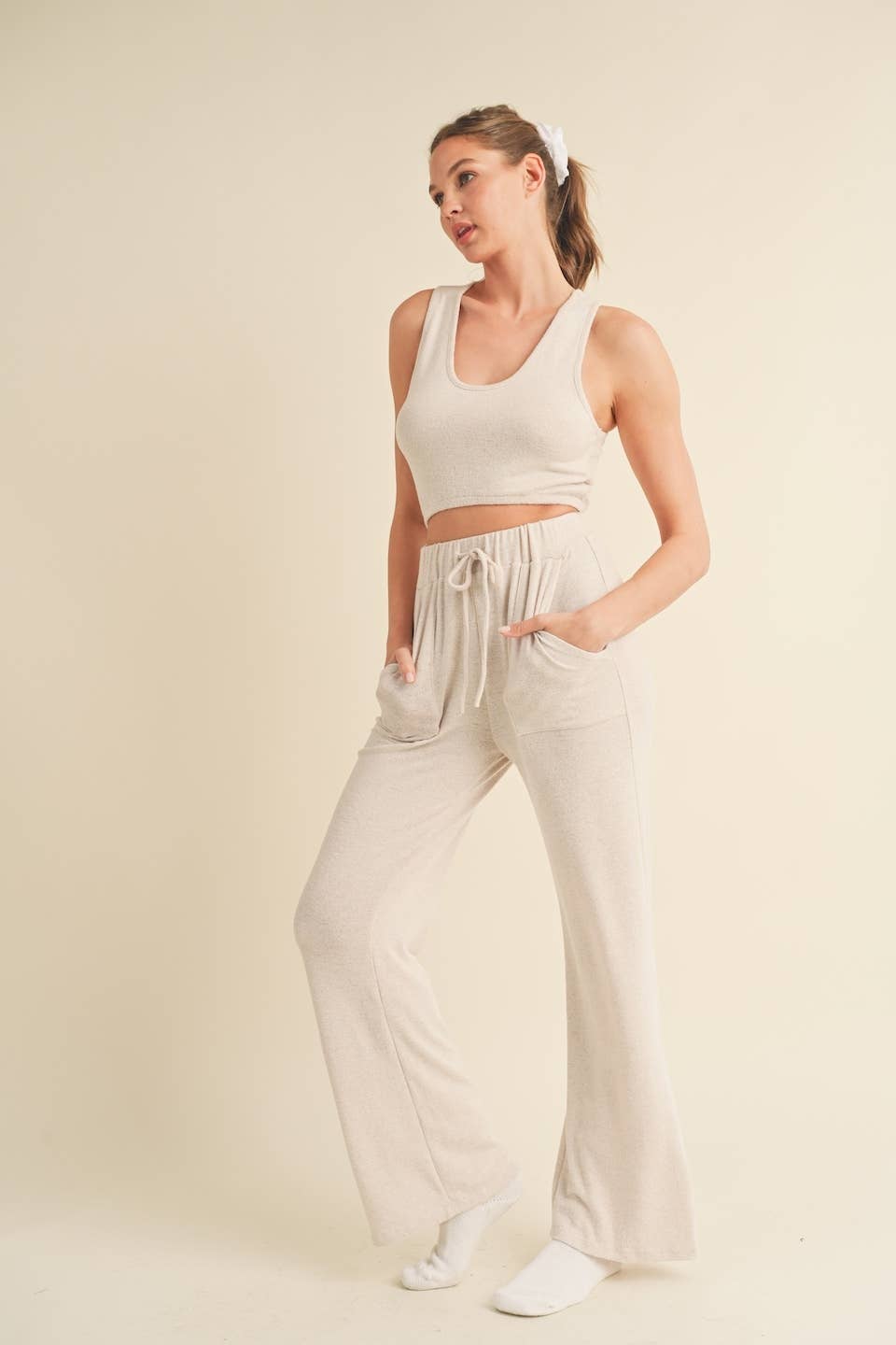 The Riley Soft Brushed Hacci Lounge Tank and Pants Set