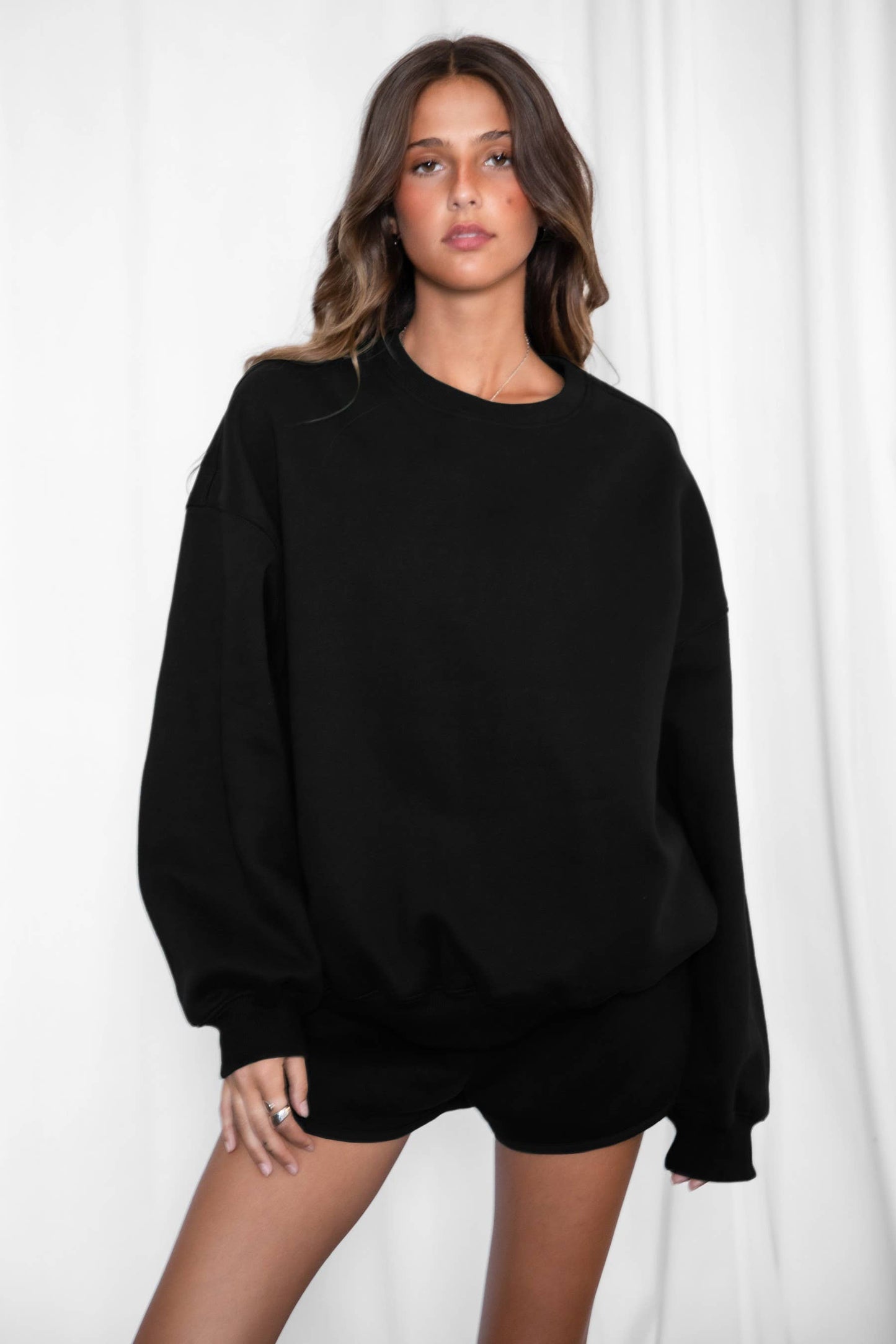 Fleece Crew Neck Lounge Pullover Sweatshirt