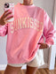 Lottie Pink Varsity Sunkissed Embroidered Mockneck Sweatshirt