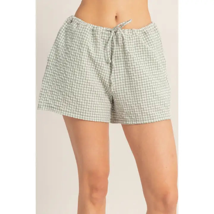 Gingham Drawstring Shorts
