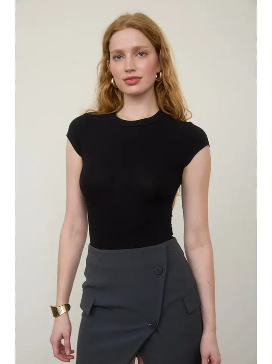 Black Round Neck Bodysuiit