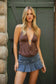Low Rise Washed Denim Pleated Mini Skirt With Shorts