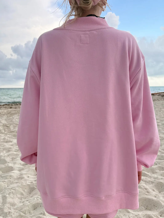 Pink/Cheetah Sunkissed Embroidered Mockneck
