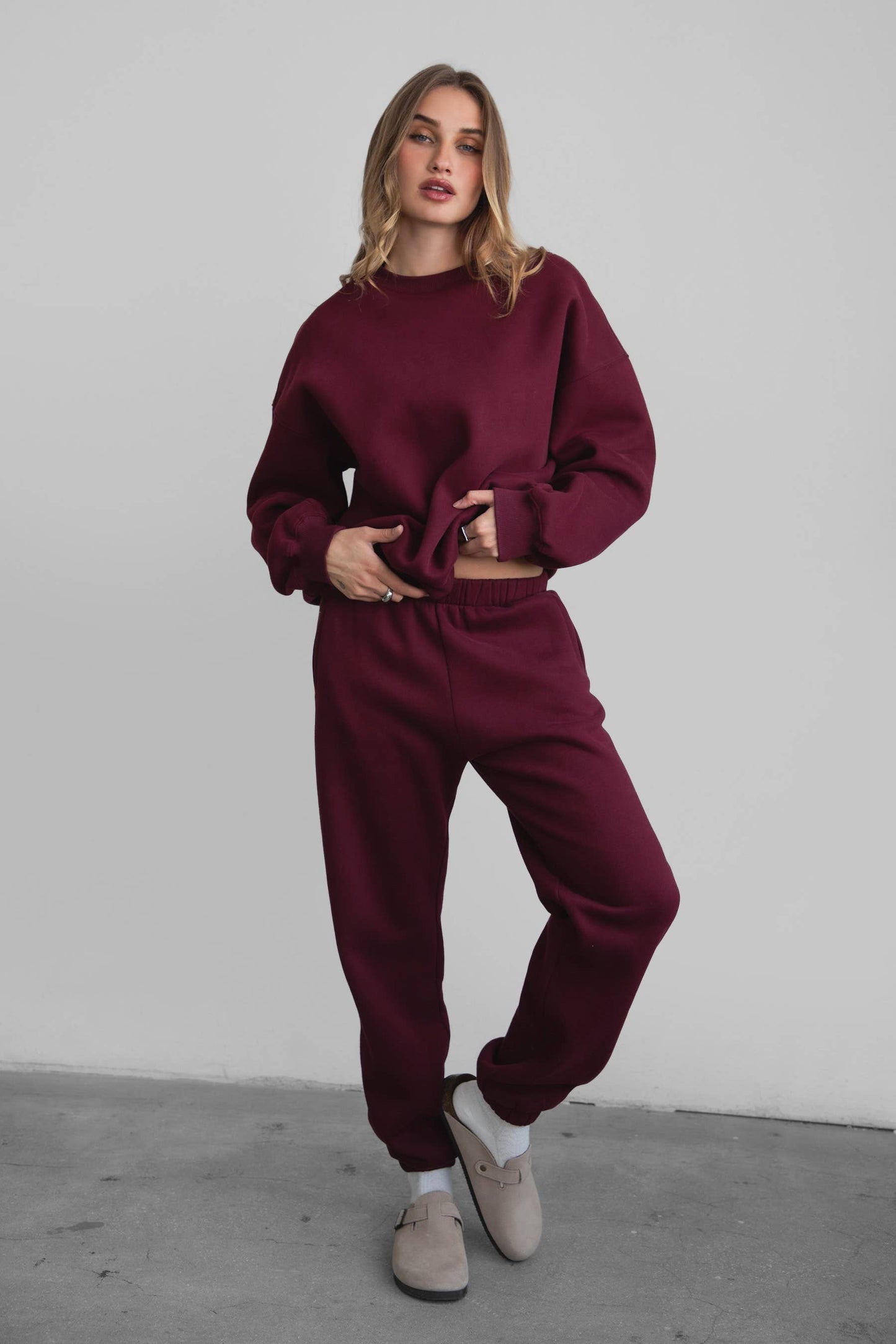Fleece Lounge High Waist Sweatpants With Pockets