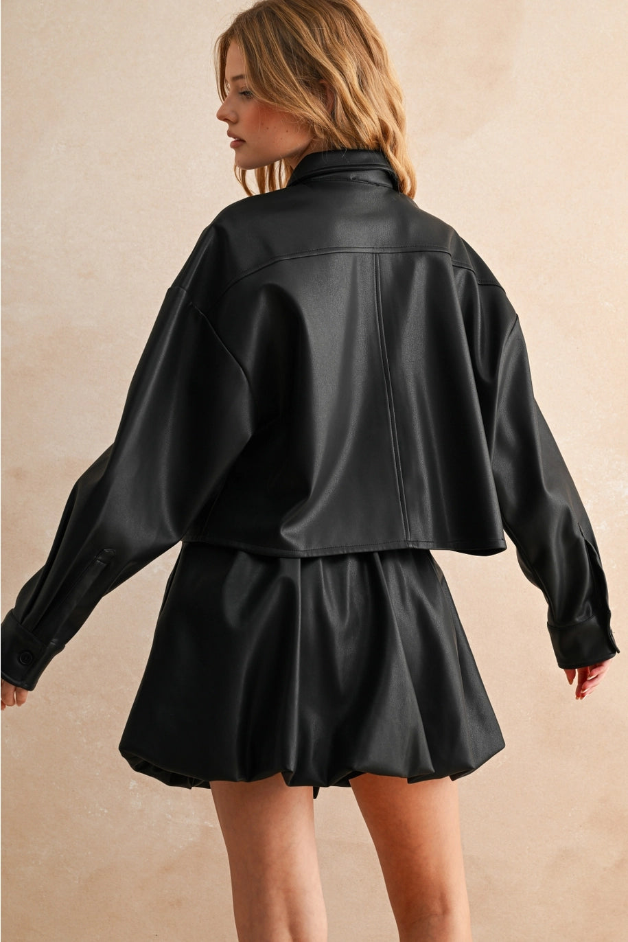 Black PU Balloon Skirt