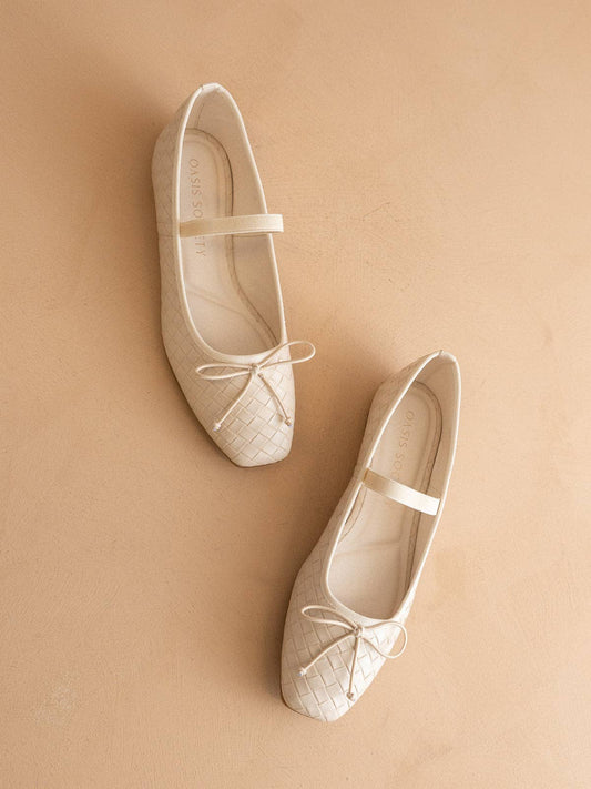 The Logan Beige Woven Ballet Flat