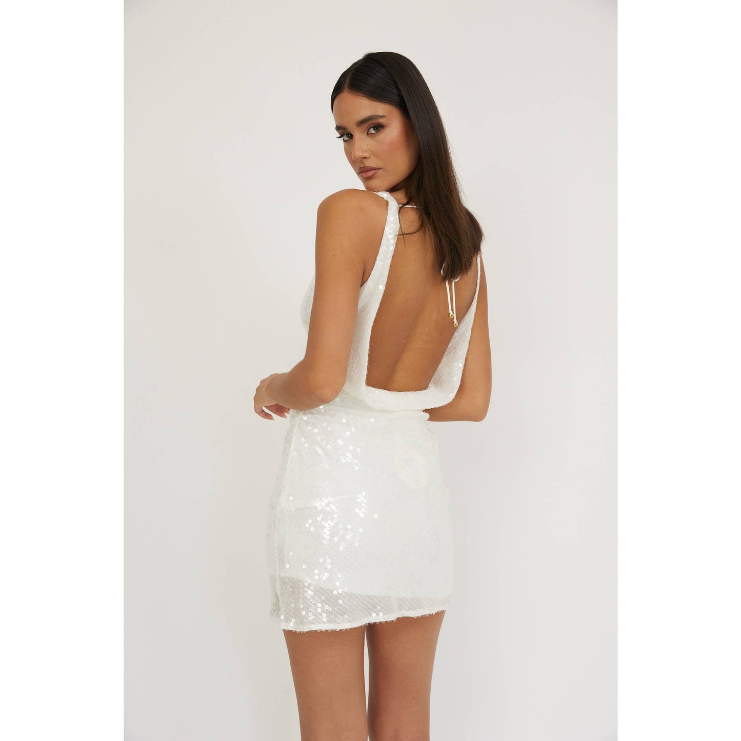 Cowl Neck Sequin Dress