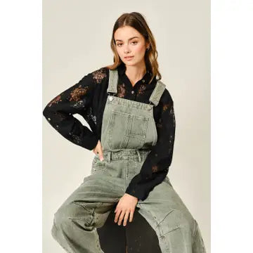 Olive Denim Overalls