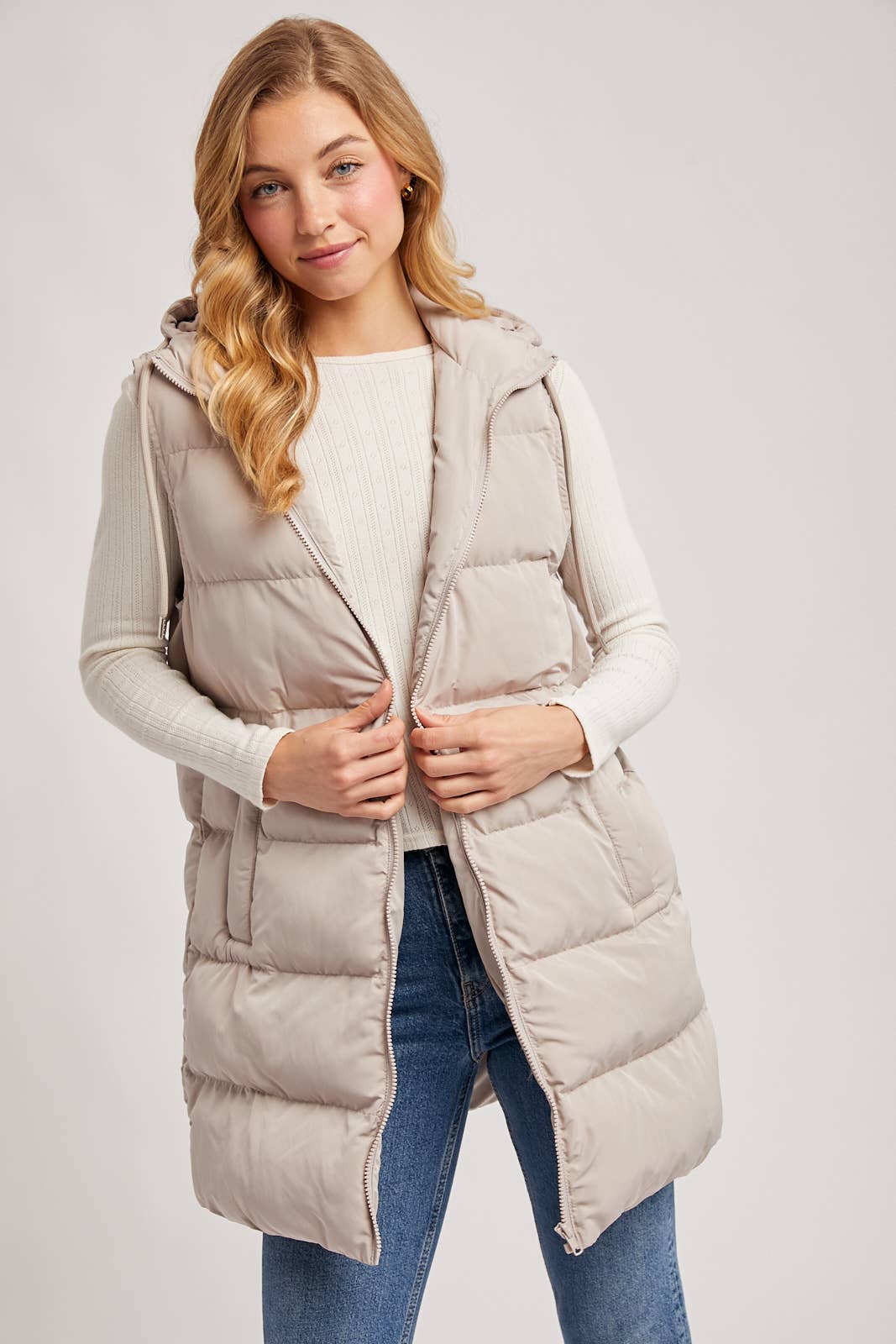 Hooded Long Puffer Vest