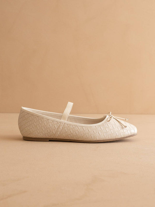 The Logan Beige Woven Ballet Flat