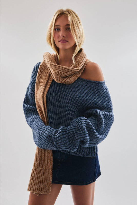 Boat Neck Chunky Sweater