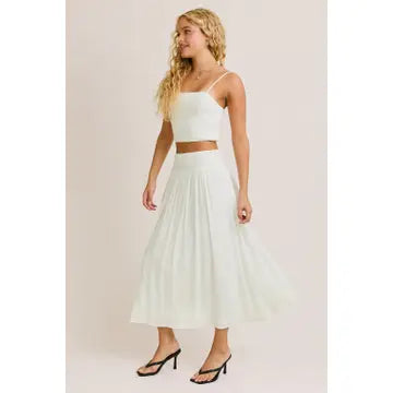 Smocked Crop Top & High Waisted Smocked Midi Skirt