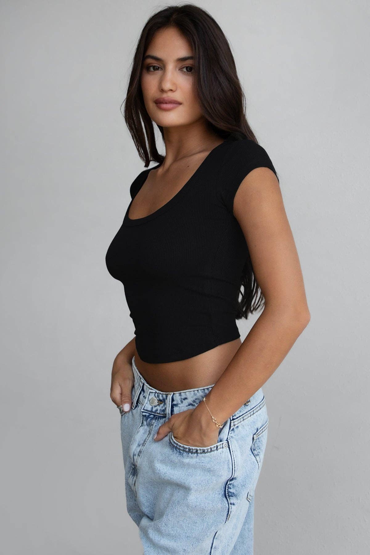 Micro Rib Jersey Short Sleeve Top