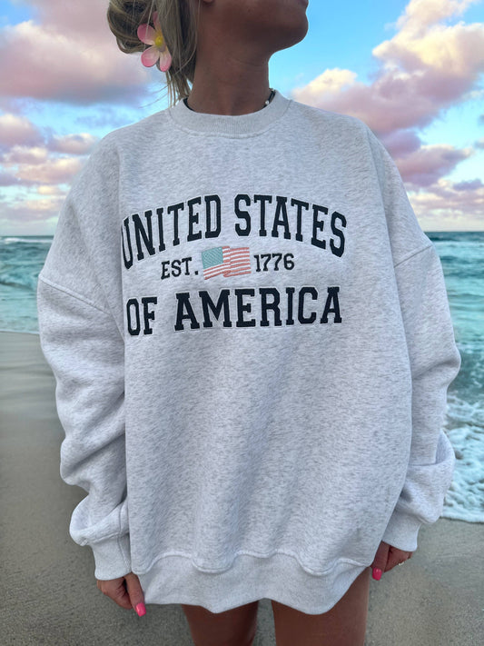 Sun kissed Coconut United States Of America Embroider Sweatshirt