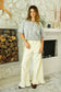 Roll Neck Drop Shoulder Short Sleeve Knit Sweater