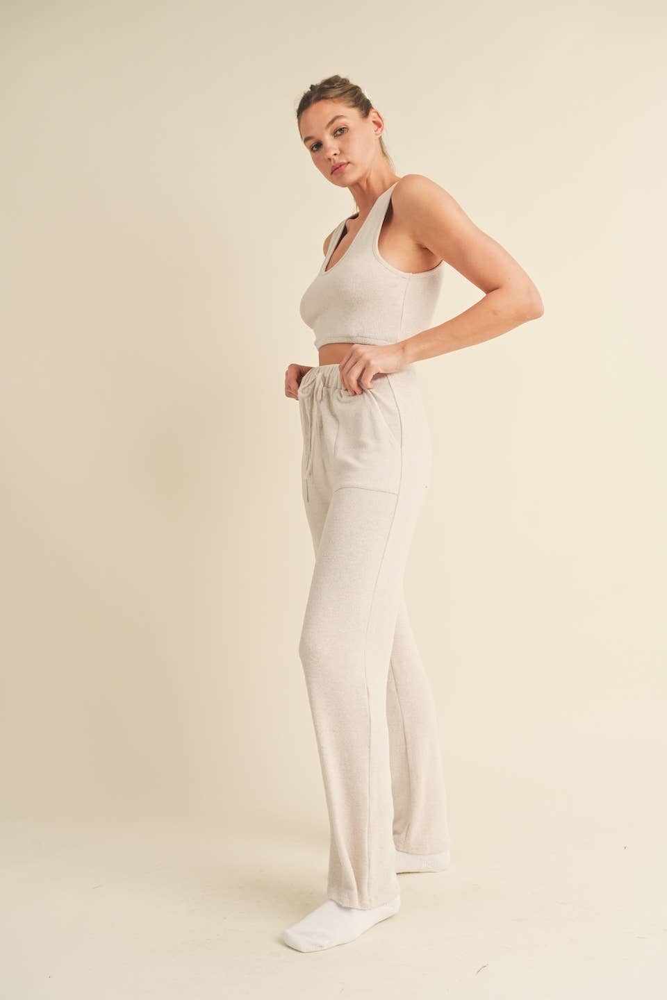 The Riley Soft Brushed Hacci Lounge Tank and Pants Set