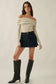 Striped Knit Foldover Off-Shoulder Bodysuit