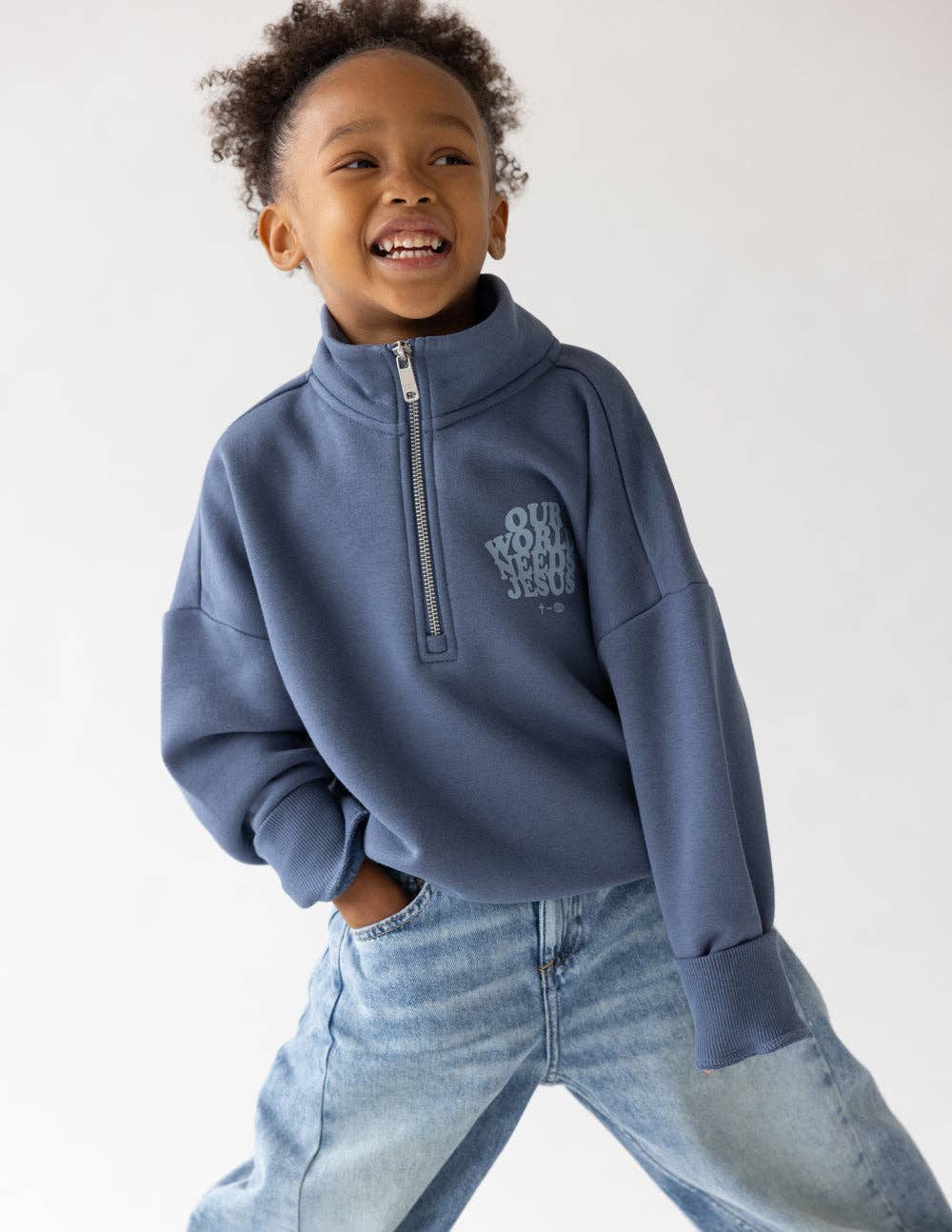 Our World Needs Jesus Kids Half Zip