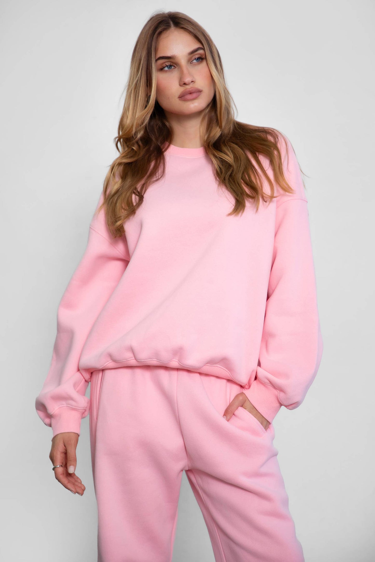 Fleece Crew Neck Lounge Pullover Sweatshirt
